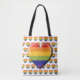 Bolso De Tela Diseño de corazón de arcoíris minimalista elegante