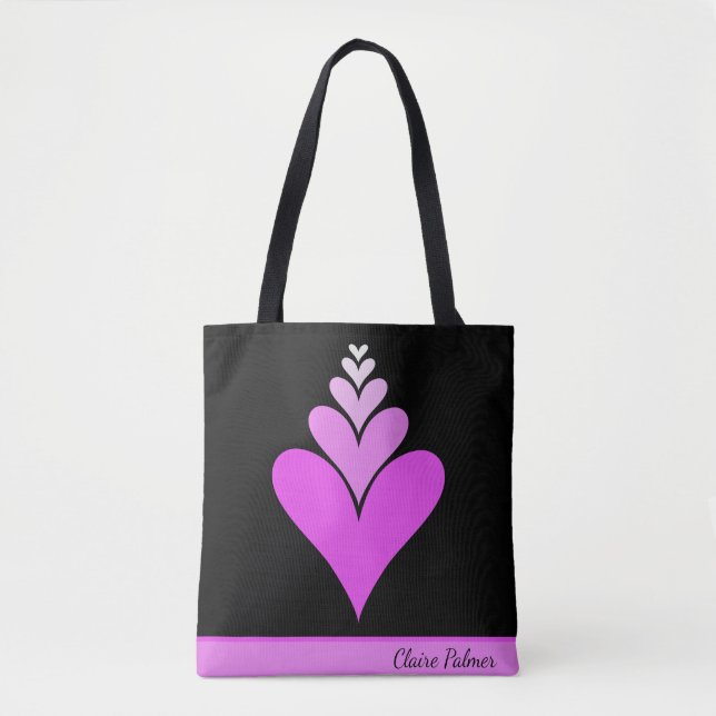 Bolso De Tela Diseño de corazón moderno de diseño rosa (Anverso)