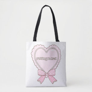 Bolso De Tela Diseño de Corazón Putrefacto en la Cama Perlas y