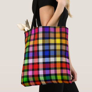 Bolso De Tela Diseño de Cuadro Escocés de Cuadros de Twill de Co