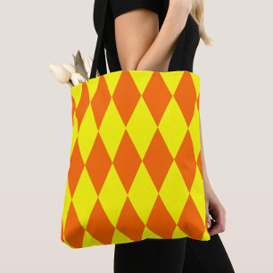 Bolso De Tela Diseño de cuadros arlequín de color amarillo naran