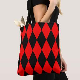 Bolso De Tela Diseño de cuadros de diamantes de arlequín rojo y