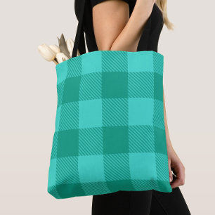 Bolso De Tela Diseño de cuadros escoceses de gingham azul verdos