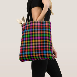 Bolso De Tela Diseño de cuadros escoceses de gingham de arcoíris