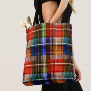 Bolso De Tela Diseño de Cuadros Escoceses Rojo Azul Verde Amaril