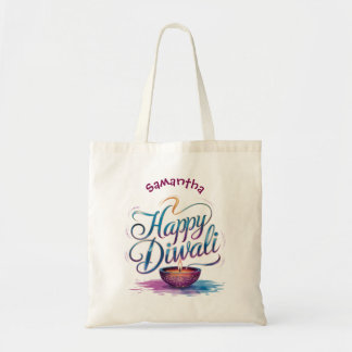 Bolso De Tela Diseño de diya de acuarela personalizable Feliz Di