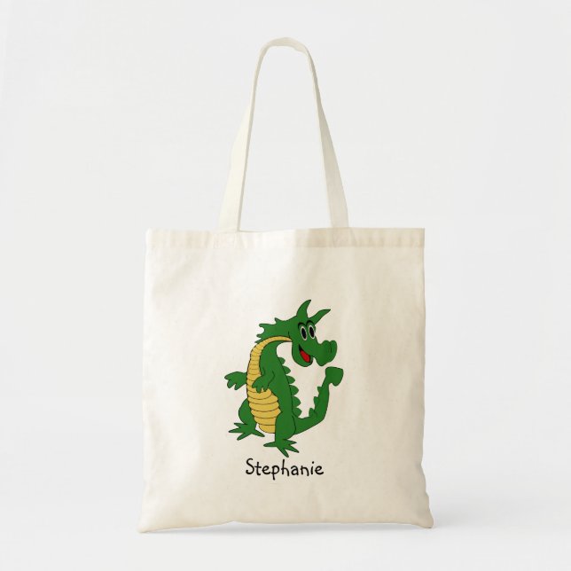 Bolso De Tela Diseño de Dragón Verde (Frente)