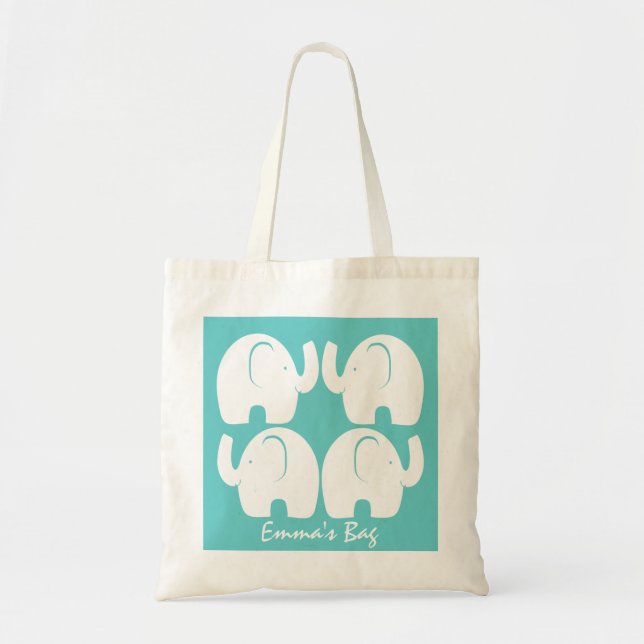 Bolso De Tela Diseño de elefantes (Frente)