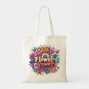 Bolso De Tela Diseño de energía vibrante de las flores con flora