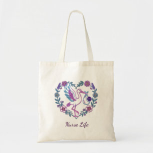 Bolso De Tela Diseño de Enfermera Vida Floral Pájaro