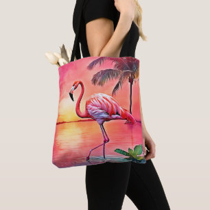 Bolso De Tela Diseño de escena de flamenco rosa