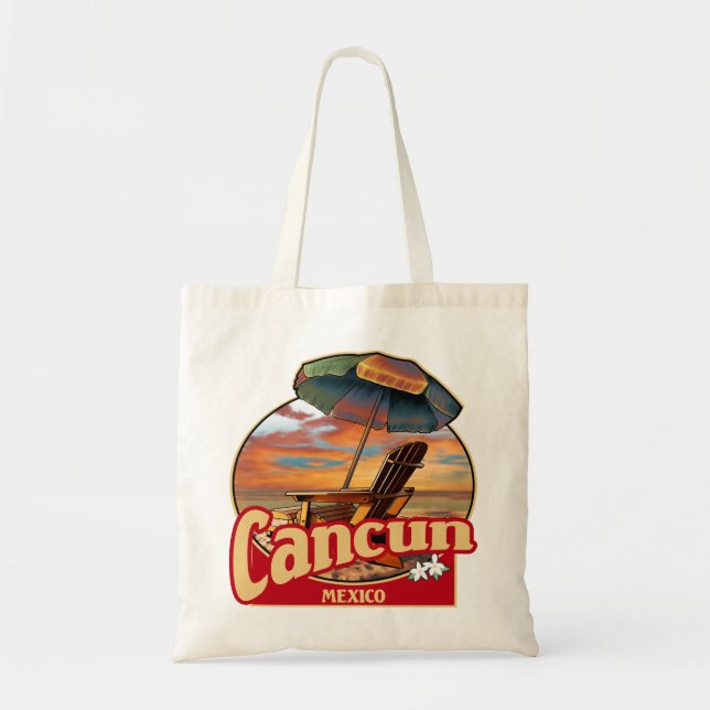 Bolso De Tela Diseño de escena de la playa de Cancún México (Frente)