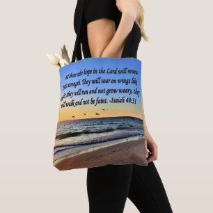 BOLSO DE TELA DISEÑO DE ESCRITURA SERENE ISAIAH 40:31