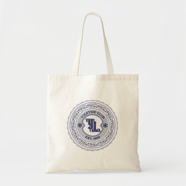 Bolso De Tela Diseño de Escudo de vacaciones Yuletide Club EST.  (Frente)
