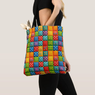 Bolso De Tela Diseño de estilo Quilt con diseño de mosaico de co
