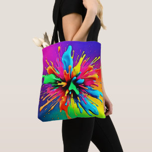 Bolso De Tela Diseño de explosión de pintura vibrante