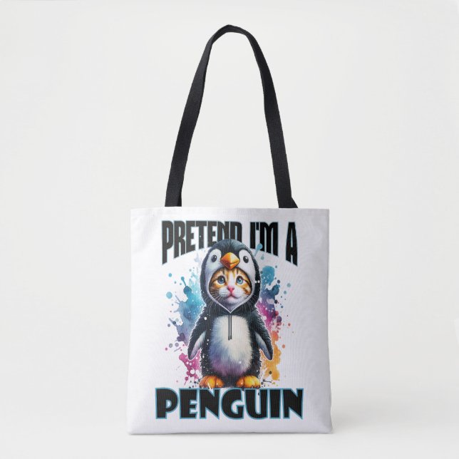 Bolso De Tela Diseño de felinos pingüinos para creaciones lúdica (Anverso)