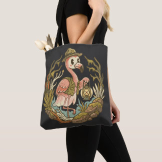 Bolso De Tela Diseño de flamenco vintage espeluznante del pantan