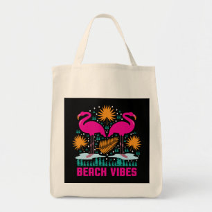 Bolso De Tela Diseño de Flamencos Rosas Beach Vibes