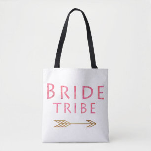 Bolso De Tela diseño de flecha de oro de la tribu de novias rosa