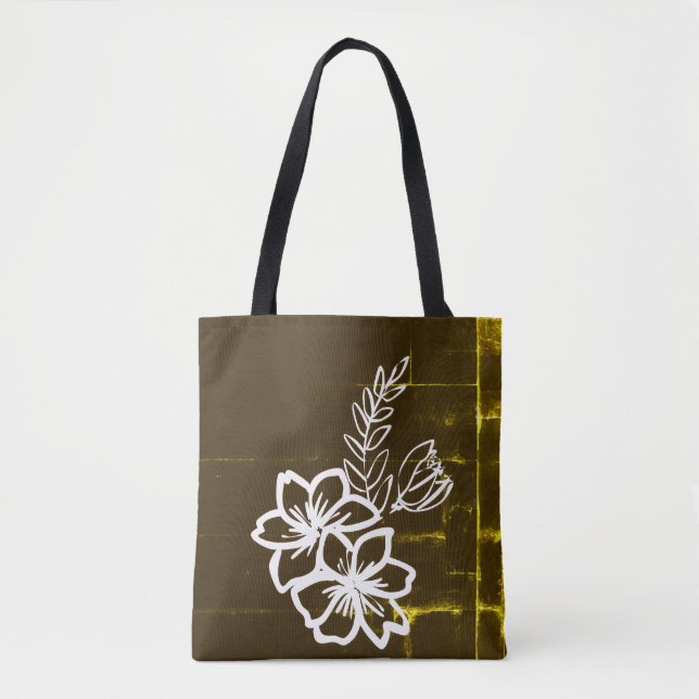 Bolso De Tela Diseño de flor oscura (Anverso)