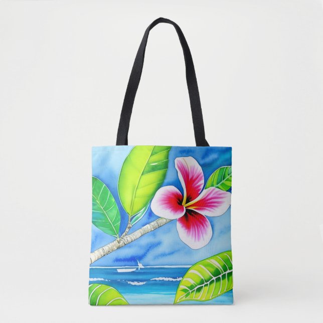 Bolso De Tela Diseño de flores acuáticas (Anverso)