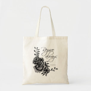 Bolso De Tela Diseño de flores con la cita de la Biblia "Siempre