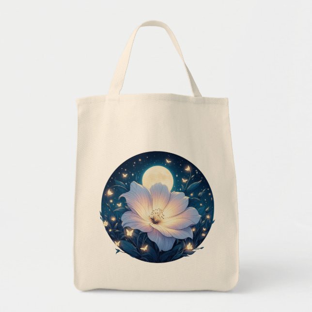 Bolso De Tela Diseño de flores lunares (Frente)