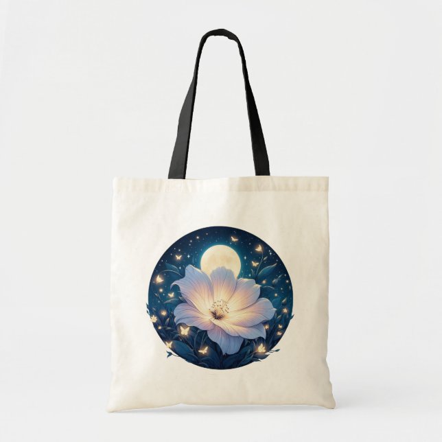 Bolso De Tela Diseño de flores lunares (Frente)