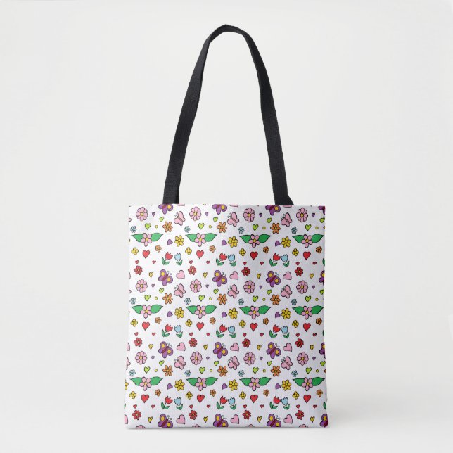 Bolso De Tela Diseño de flores maravillosas (Anverso)