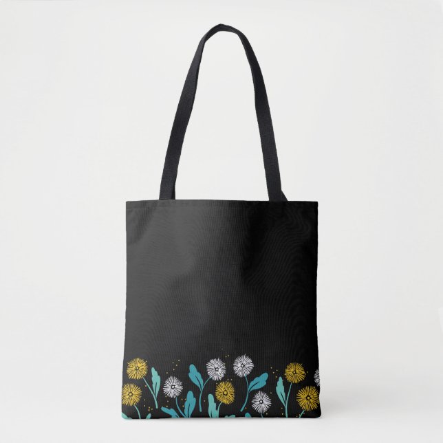 Bolso De Tela Diseño de flores y hojas de Dandelion (Anverso)