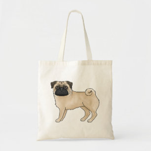 Bolso De Tela Diseño de fregonas para perros Pug de color cervat