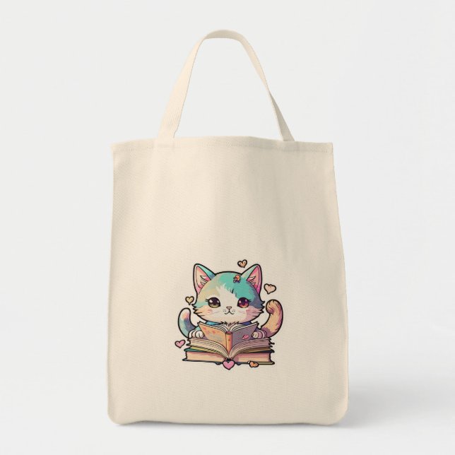 Bolso De Tela diseño de gato bonito (Frente)