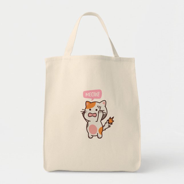 Bolso De Tela diseño de gato bonito frustrado | ¡Hazte con una e (Frente)