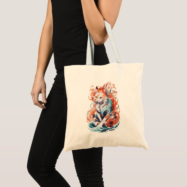 Bolso De Tela Diseño de gato lindo en estilo neo tradicional (Anverso (producto))