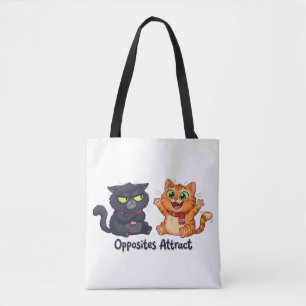 Bolso De Tela Diseño de gatos lindos que atraen opuestos