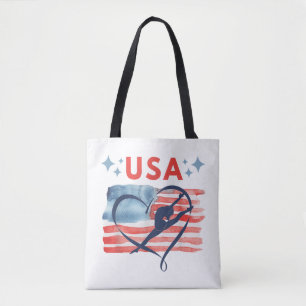 Bolso De Tela Diseño de gimnasia con bandera estadounidense patr