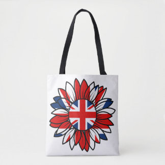 Bolso De Tela Diseño de girasol de bandera británica para mujere