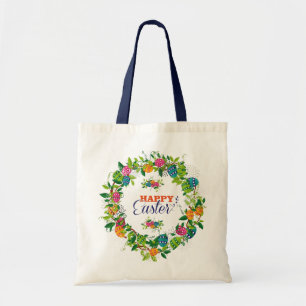 Bolso De Tela Diseño de guirnaldas y flores en Pascua