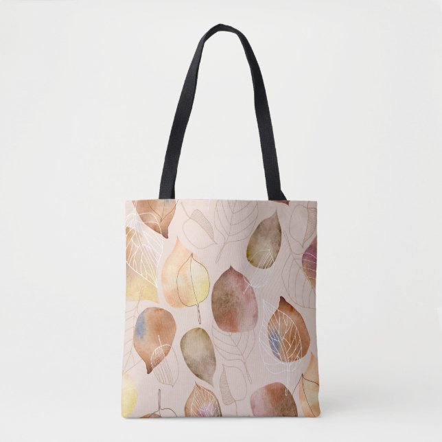 Bolso De Tela Diseño de hojas de acuarela gráfica de otoño (Anverso)