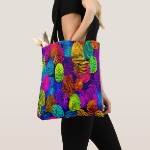 Bolso De Tela Diseño de Huella Digital Vibrante
