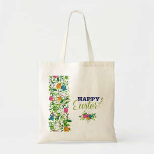 Bolso De Tela Diseño de huevos de Pascua y flores de primavera