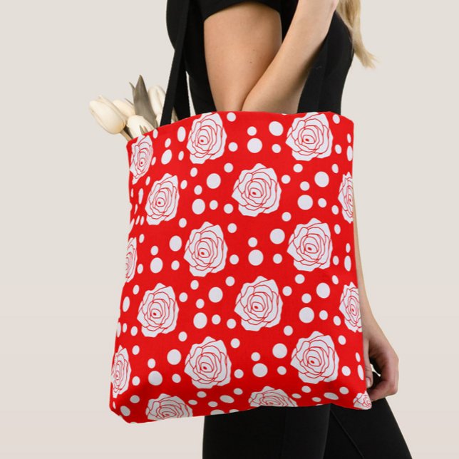 Bolso De Tela Diseño de Ilustracion floral con puntos de polka b (Subido por el creador)