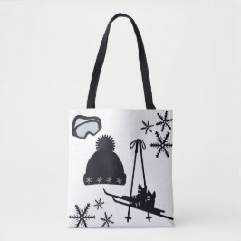 Bolso De Tela Diseño de invierno en blanco y negro.