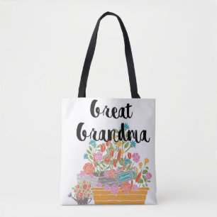 Bolso De Tela Diseño de Jardín de Flores Monograma Gran Abuela