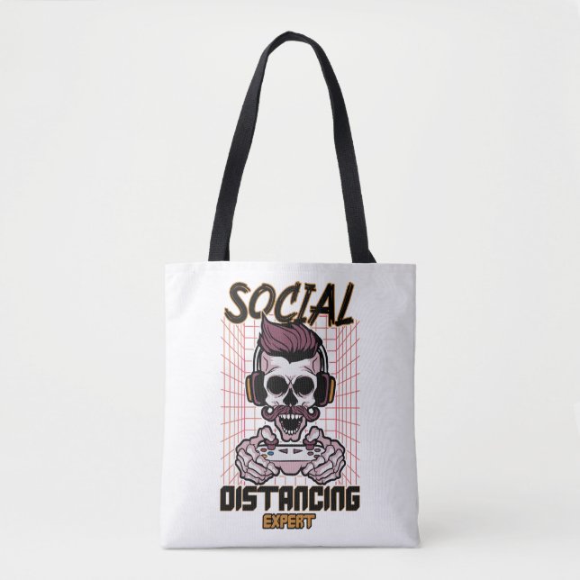 Bolso De Tela Diseño de juegos experto en distanciamiento social (Anverso)