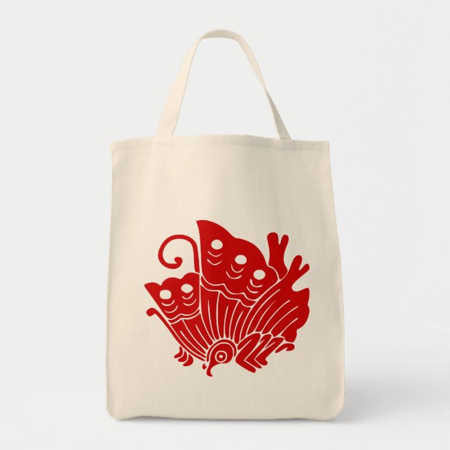 Bolso De Tela Diseño de Kamon japonés con mariposa asiática (Frente)