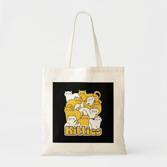 Bolso De Tela Diseño de Kitties Chubby - Arte gato adorable (Frente)