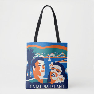 Bolso De Tela diseño de la etiqueta del equipaje de la isla de