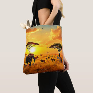 Bolso De Tela Diseño de la Majestad de Safari para el Amanecer A